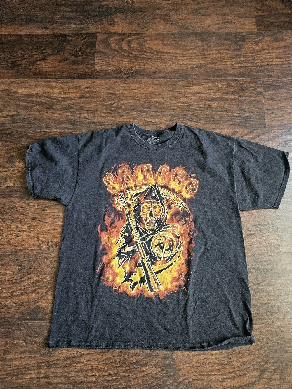Sons of Anarchy Shirt Mens XL Black SAMCRO Grim Reaper Fire Graphic TV Show